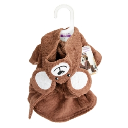 Picture of ROBE CANINE TEDDY BEAR HOODED Brown - X Small