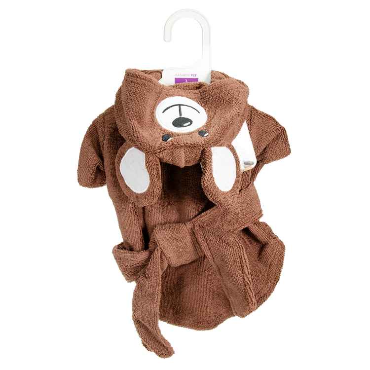 Picture of ROBE CANINE TEDDY BEAR HOODED Brown - Small