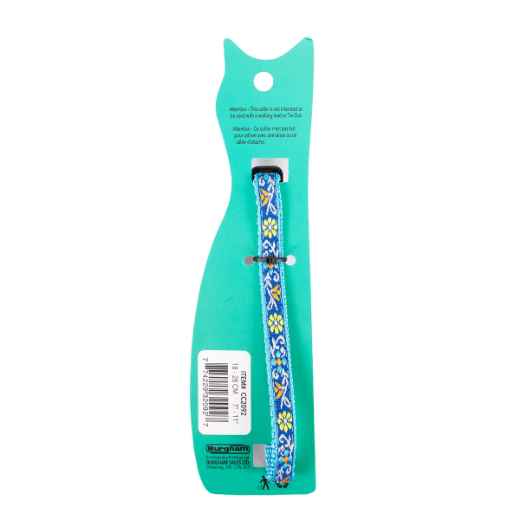 Picture of COLLAR FELINE SIMON'S NYLON SNAG FREE BREAKAWAY Adjustable - Flower Blue