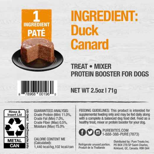 Picture of PUREBITES K9 PROTEIN PATE Duck - 16 x 2.5oz/71g