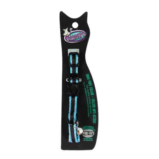 Picture of COLLAR FELINE SIMON'S NYLON SNAG FREE BREAKAWAY Adjustable - Reflective Blue