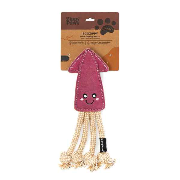 Picture of TOY DOG ecoZippy Suede and Rope Buddies - Squid