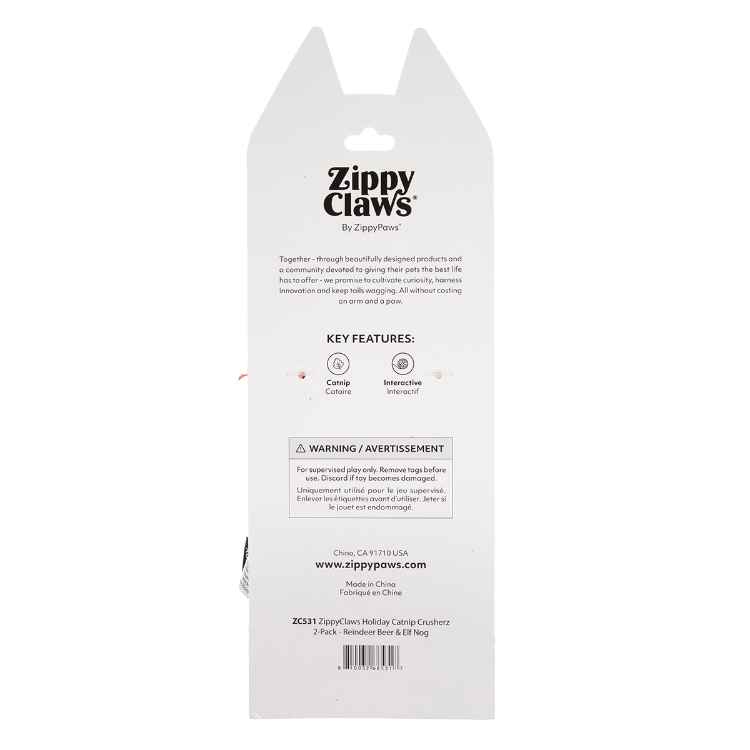 Picture of XMAS HOLIDAY FELINE ZIPPYCLAWS CATNIP CRUSHERZ - Reindeer Beer & Elf Nog