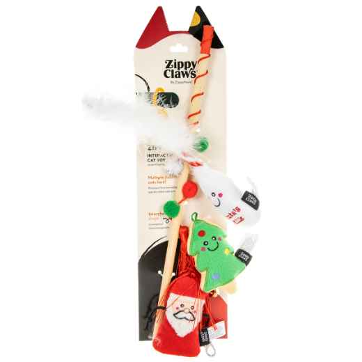 Picture of XMAS HOLIDAY FELINE ZIPPYCLAWS ZippyStick - Santa with Cookies & Milk 