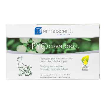 Show details for DERMOSCENT PYOCLEAN OTO for DOGS/Cats & Rabbits - 10 x 5ml Picture of DERMOSCENT PYOCLEAN OTO for DOGS/Cats & Rabbits - 10 x 5ml