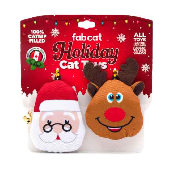 Picture of XMAS HOLIDAY FELINE FABCAT Santa/ Reindeer - 2/pk