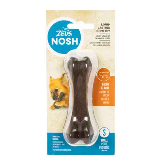 Picture of TOY DOG ZEUS NOSH STRONG NYLON CHEW BONE Bacon - 4.5in