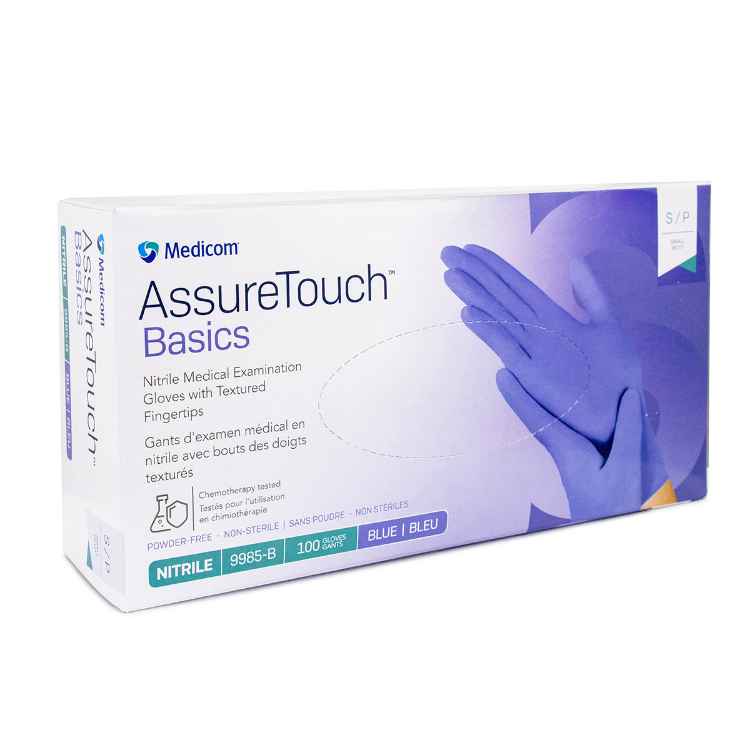 Picture of GLOVES EXAM NITRILE ASSURETOUCH BASICS INDIGO SMALL - 100s