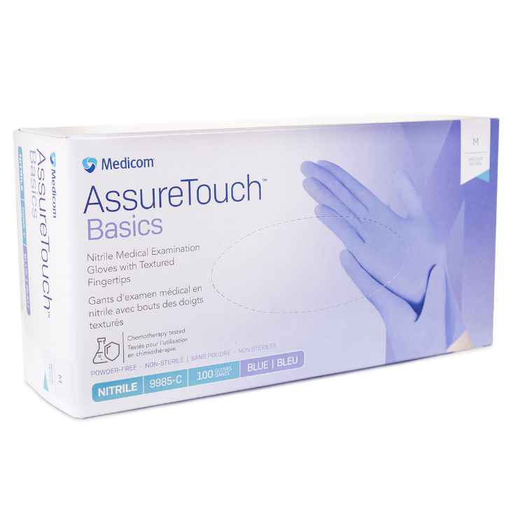 Picture of GLOVES EXAM NITRILE ASSURETOUCH BASICS INDIGO MEDIUM - 100s