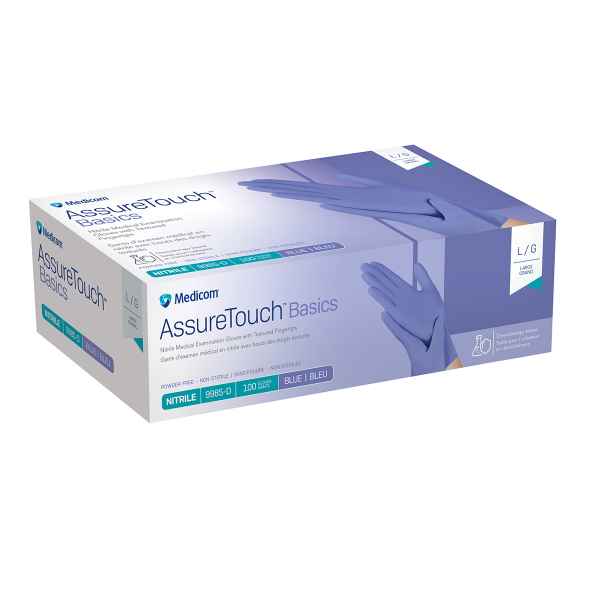 Picture of GLOVES EXAM NITRILE ASSURETOUCH BASICS INDIGO LARGE - 100s