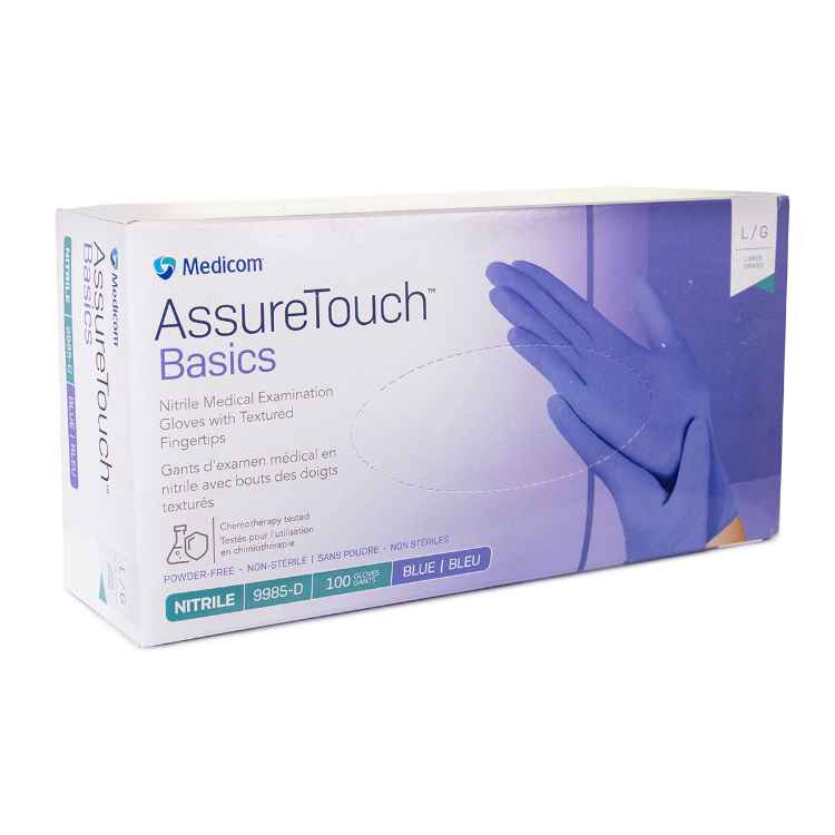 Picture of GLOVES EXAM NITRILE ASSURETOUCH BASICS INDIGO LARGE - 100s