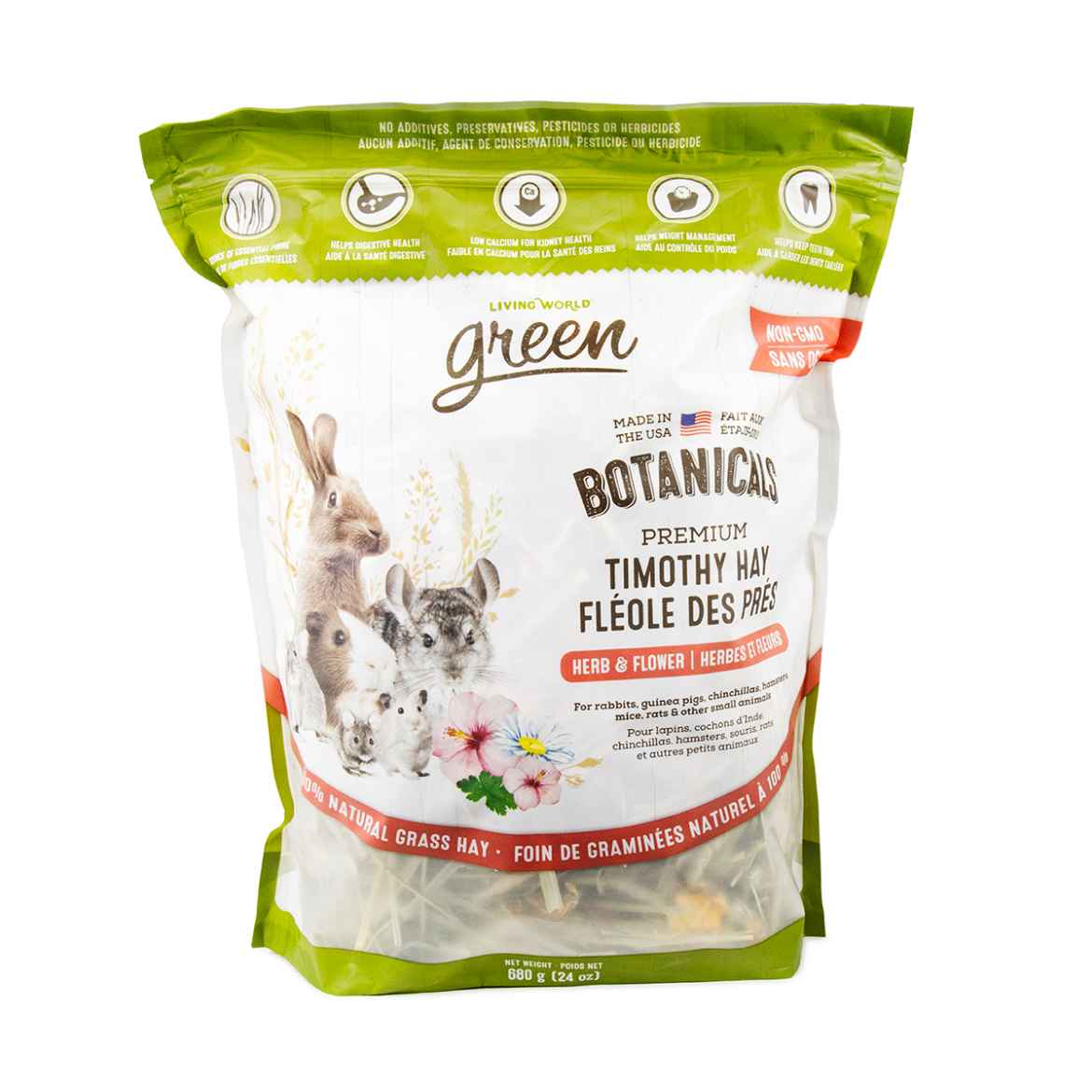 Picture of LIVING WORLD GREEN BOTANICALS PREM TIMOTHY HAY Herb & Flower Mix - 680g/24oz