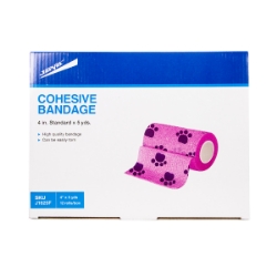 Picture of COHESIVE BANDAGE JorWrap Pink w/ Purple Dog Paw (J1625F) 4in x 5yards - 12/box