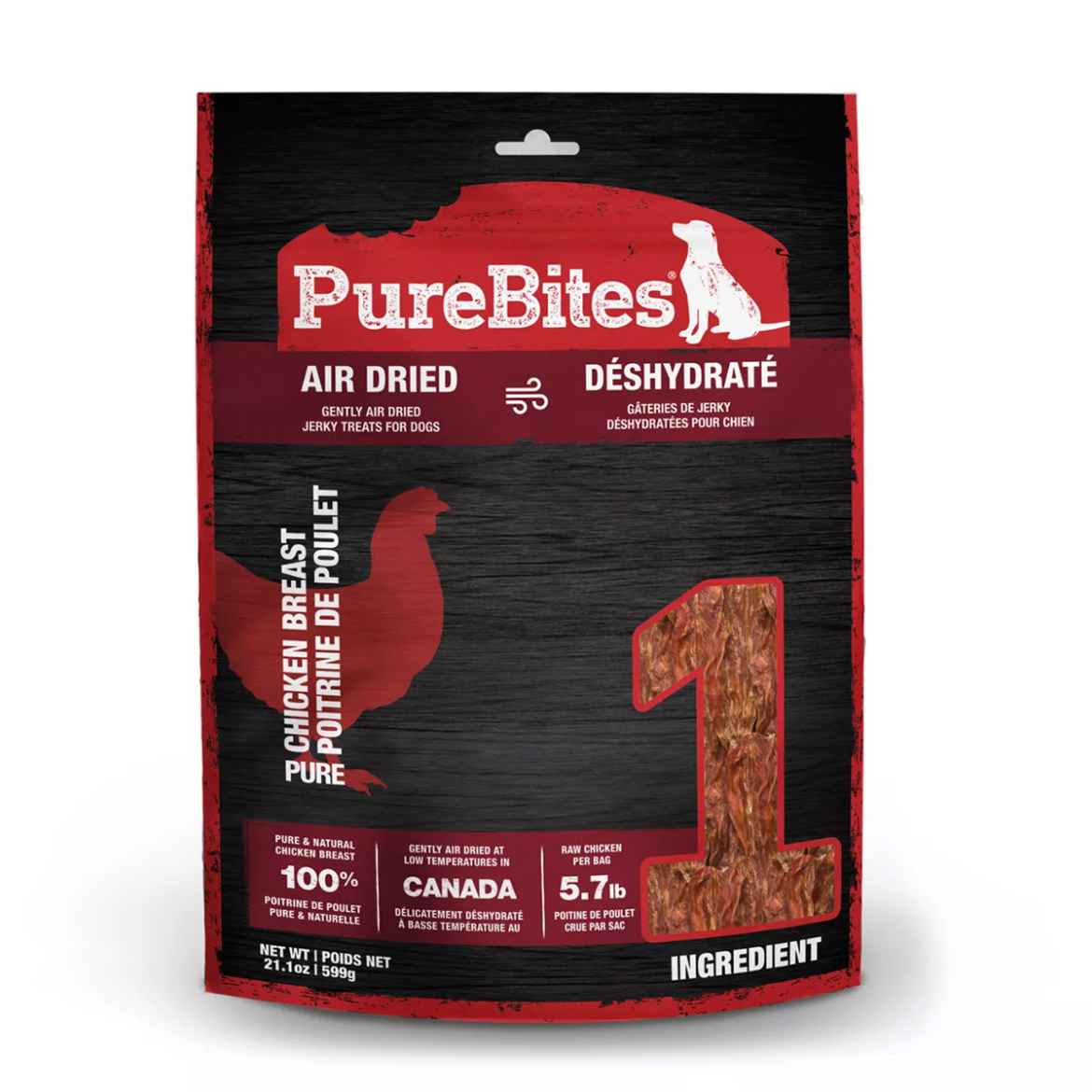 Picture of TREAT PUREBITES CANINE AIR DRIED CHICKEN BREAST JERKY -  21.1oz / 599g