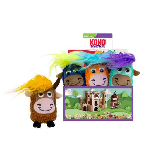 Picture of TOY CAT KONG SCATTLES Highland Cow PDQ - 12/box