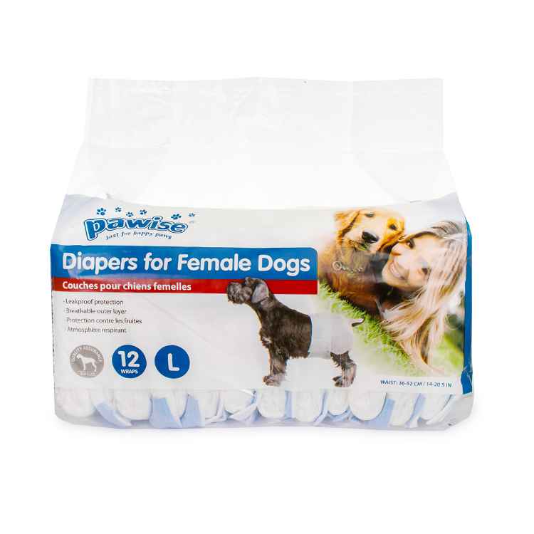 Picture of DIAPER PAWISE DISPOSABLES for Female Dogs Large - 12/pk