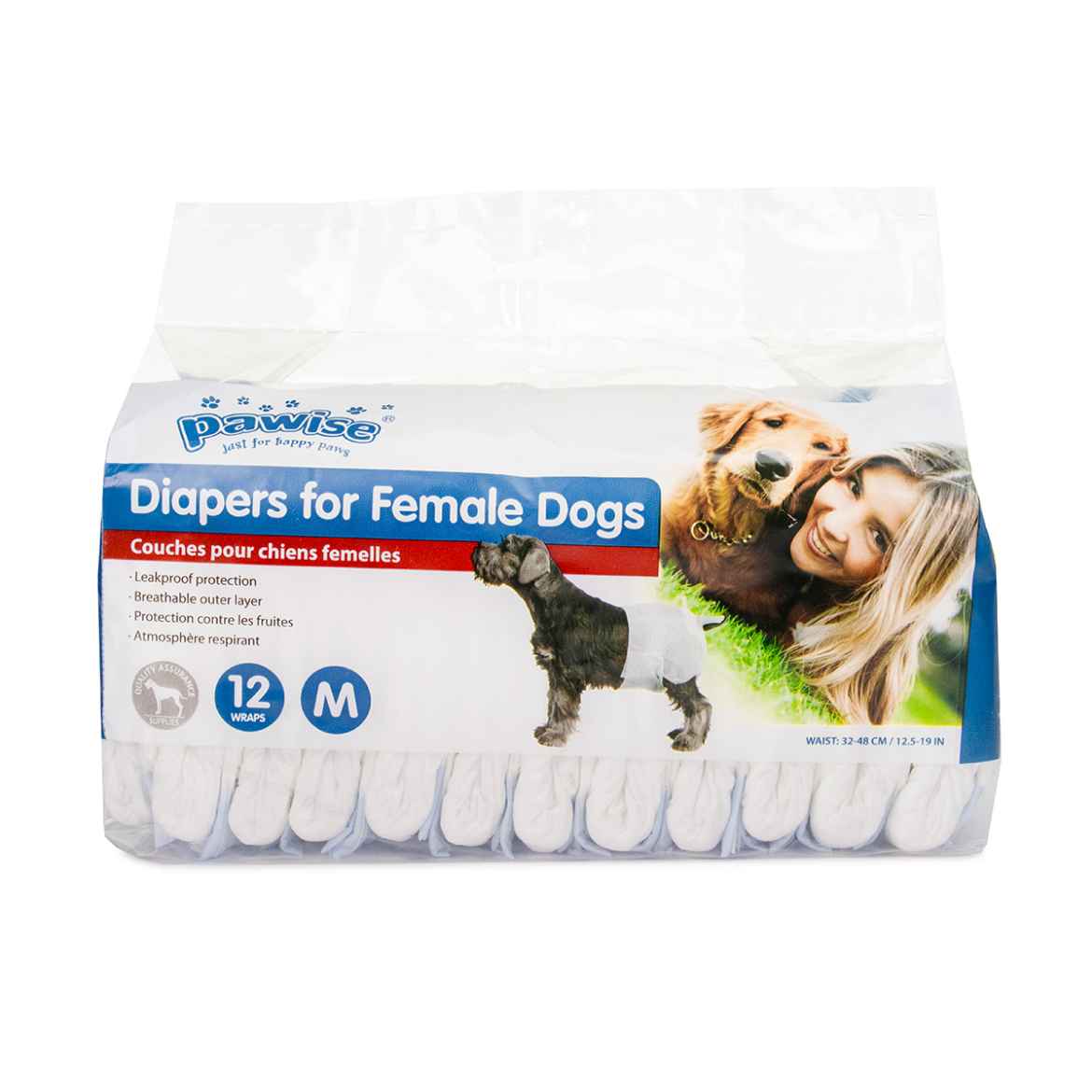 Picture of DIAPER PAWISE DISPOSABLES for Female Dogs Medium - 12/pk