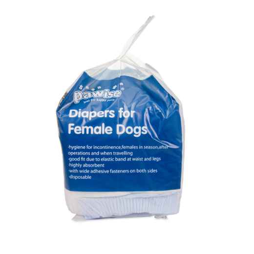 Picture of DIAPER PAWISE DISPOSABLES for Female Dogs Medium - 12/pk