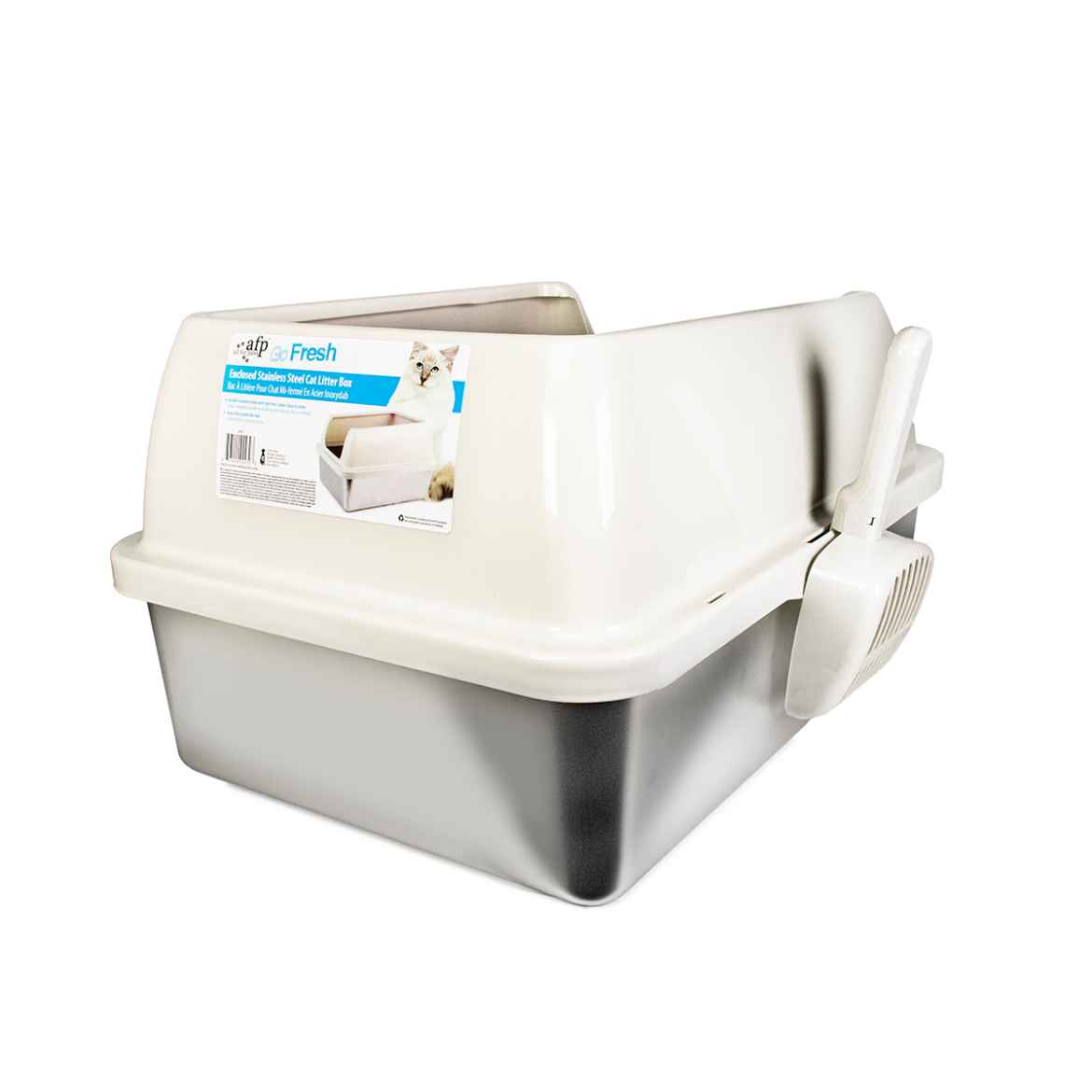 Picture of CAT LITTER BOX AFP Go Fresh Enclosed Stainless Steel - Sand
