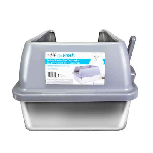Picture of CAT LITTER BOX AFP Go Fresh Enclosed Stainless Steel - Grey