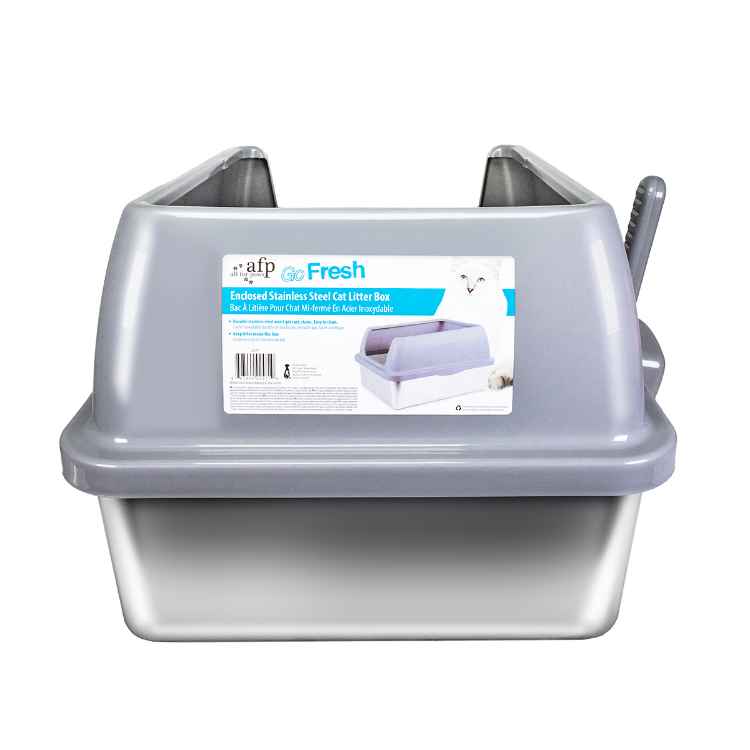 Picture of CAT LITTER BOX AFP Go Fresh Enclosed Stainless Steel - Grey