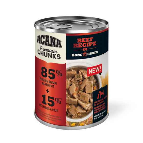 Picture of CANINE ACANA PREMIUM CHUNKS Beef in Bone Broth - 12 x 12.8oz/363g