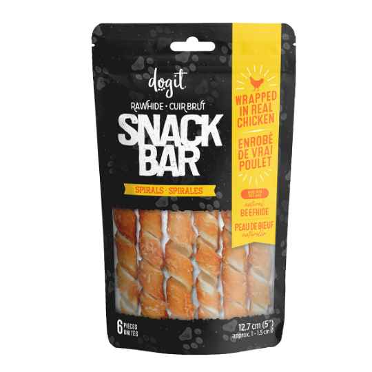 Picture of TREAT CANINE DOGIT SNACK BAR CHICKEN WRAPPED BEEFHIDE SPIRALS 80g - 6/pk