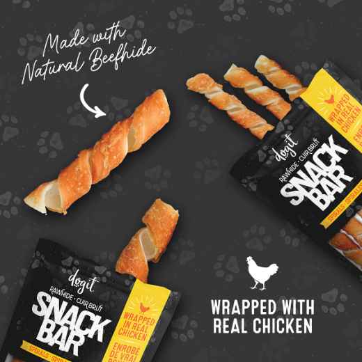 Picture of TREAT CANINE DOGIT SNACK BAR CHICKEN WRAPPED BEEFHIDE SPIRALS 80g - 6/pk