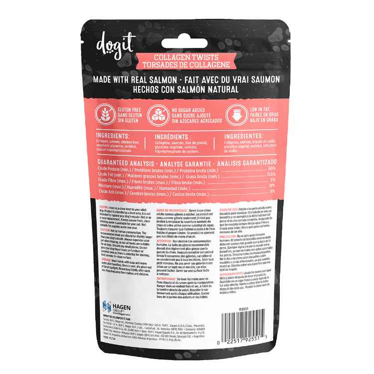 Picture of TREAT CANINE DOGIT SNACK BAR SALMON COLLAGEN TWISTS - 10/pk