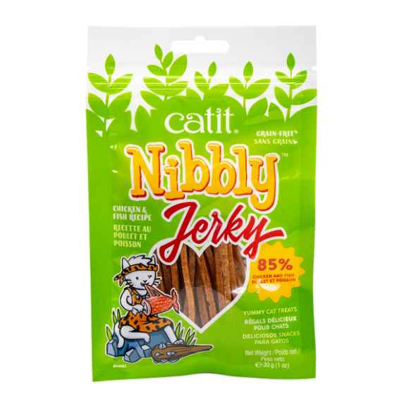 Picture of CATIT NIBBLY JERKY FELINE TREAT Chicken & Fish - 1oz/30g
