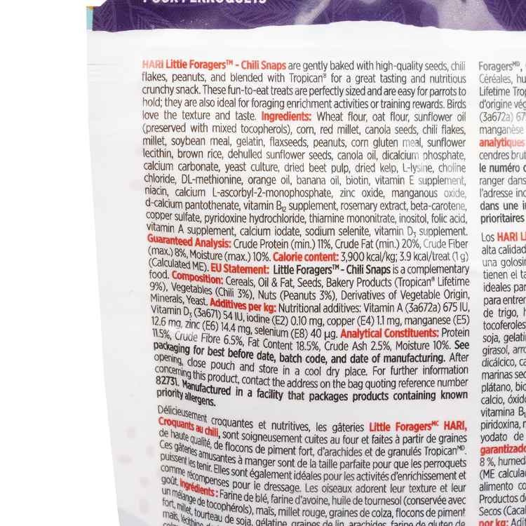 Picture of AVIAN HARI LITTLE FORAGERS PARROT TREAT Chili Snaps - 125g/0.28lb