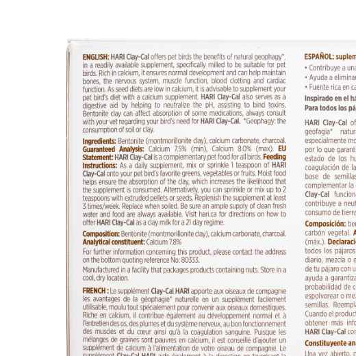 Picture of AVIAN HARI CLAY-CAL BENTONITE CLAY SUPPLEMENT - 575g/1.27lb