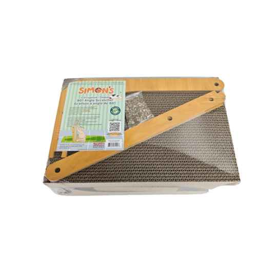 Picture of TOY CAT SIMONS CORRUGATED Luxe 90 Angle Scratcher with Catnip and Ball