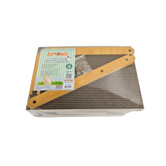 Picture of TOY CAT SIMONS CORRUGATED Luxe 90 Angle Scratcher with Catnip and Ball