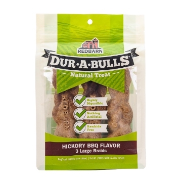 Show details for TREAT CANINE REDBARN DUR-A-BULLS HICKORY BBQ BRAIDS Large - 3/pk Picture of TREAT CANINE REDBARN DUR-A-BULLS HICKORY BBQ BRAIDS Large - 3/pk