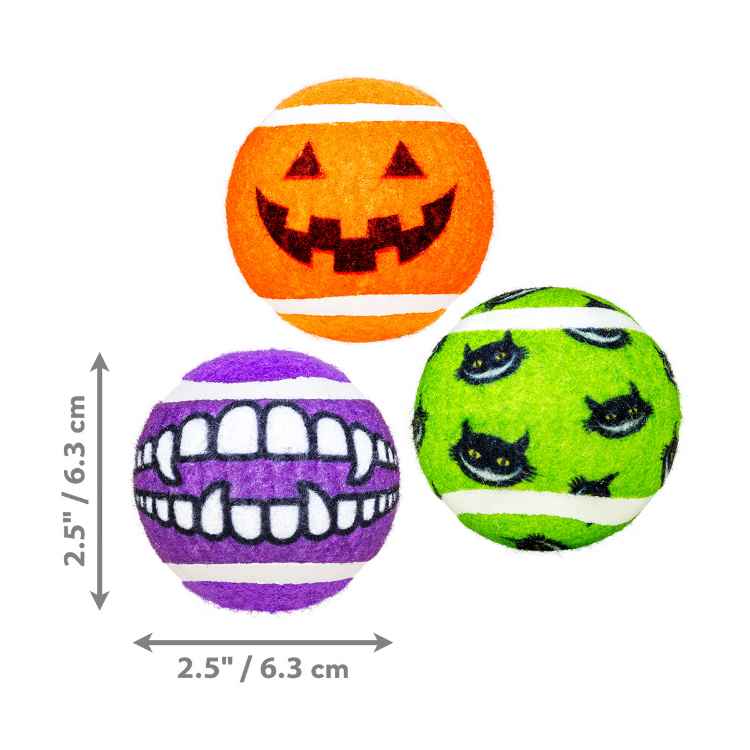 Picture of HALLOWEEN TOY DOG GRINZ SPORTS BALLS Medium - 3/pk 