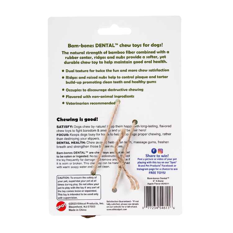 Picture of TOY DOG BAM-BONES Dental X-Bone Apple Flavour - 6in