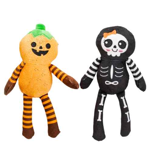 Picture of HALLOWEEN TOY CANINE FS OH MY GOURD PUMPKIN & SKELETON - 2/pk