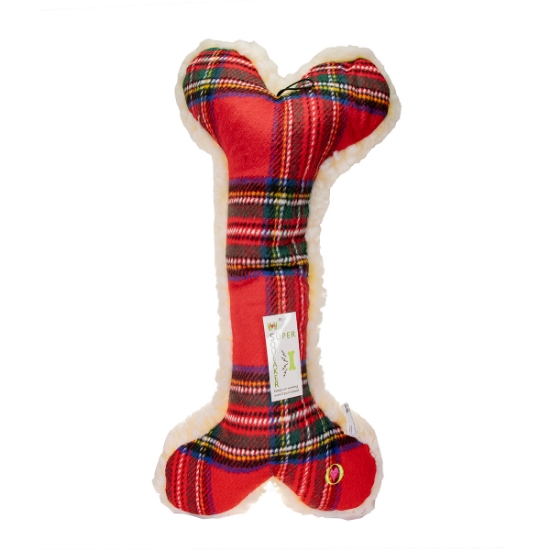 Picture of XMAS HOLIDAY CANINE HUGGLE HOUND TARTAN & HUGGLE FLEECE BONE - 24in
