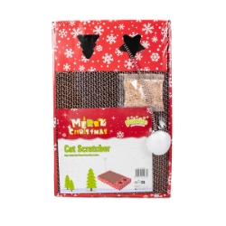 Picture of XMAS HOLIDAY CAT PAWISE Scratcher with Toy - 33cm x  22cm x 5cm
