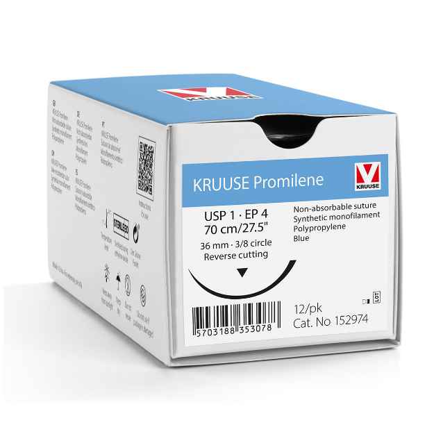 Picture of PROMILENE  SUTURE 1  3/8 circle RC 36mm Ndl Blue 70cm L - 12/box