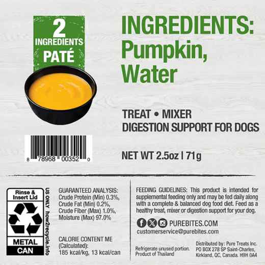 Picture of PUREBITES K9 PATE Pumpkin & Water - 12 x 2.5oz/71g