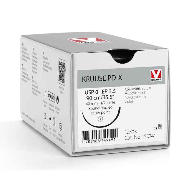 Picture of PD-X SUTURE 0 - 1/2 circle RB TP 40mm Ndl Violet 90cm L - 12/box