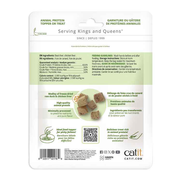 Picture of TREAT FELINE CATIT FREEZE DRIED RAW Duck and Chicken Liver - 1oz