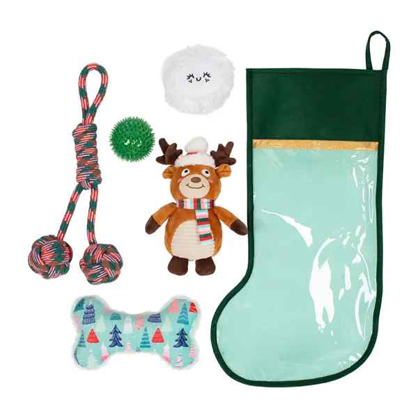 Picture of XMAS HOLIDAY CANINE FS HAPPY PAWLIDAYS STOCKING - 5/pk 