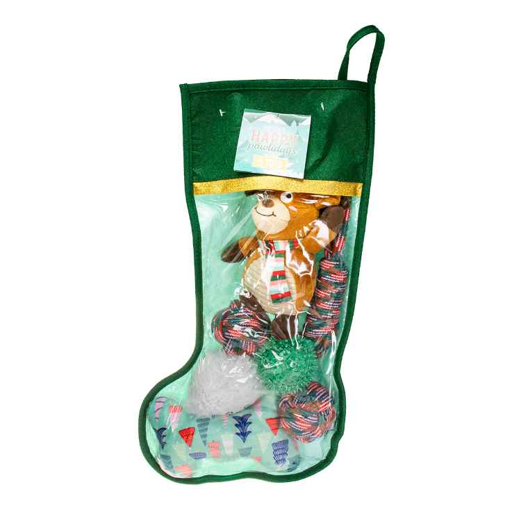 Picture of XMAS HOLIDAY CANINE FS HAPPY PAWLIDAYS STOCKING - 5/pk 