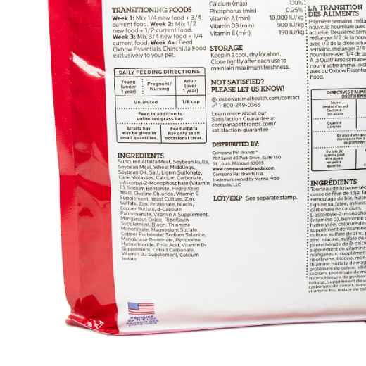 Picture of OXBOW ESSENTIALS ADULT CHINCHILLA FOOD  - 4.54kg / 10lb