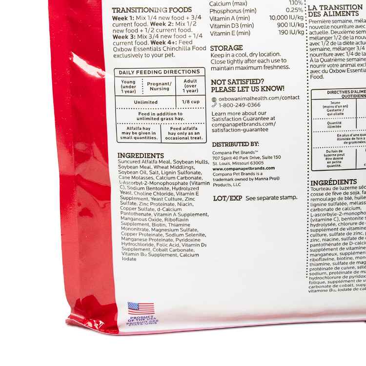 Picture of OXBOW ESSENTIALS ADULT CHINCHILLA FOOD  - 4.54kg / 10lb