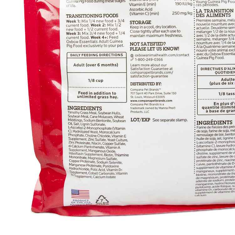 Picture of OXBOW ESSENTIALS ADULT GUINEA PIG FOOD - 4.53kg/10lbs