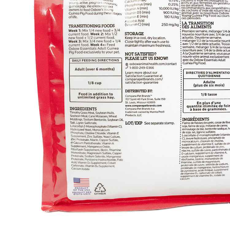 Picture of OXBOW ESSENTIALS ADULT GUINEA PIG FOOD- 2.25kg/5lb